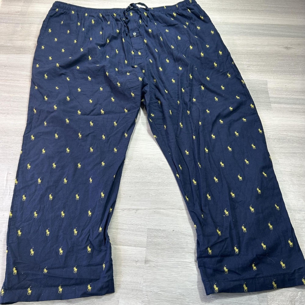 Polo Ralph Lauren Pajama Pants Mens 3XL Blue Pony Logo Cotton Lounge Sleepwear